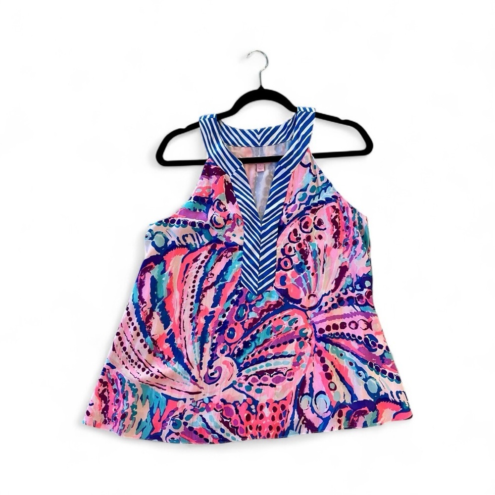 Lilly Pulitzer Achilles Tank Top, Colony Coral Shell Out, Size S.